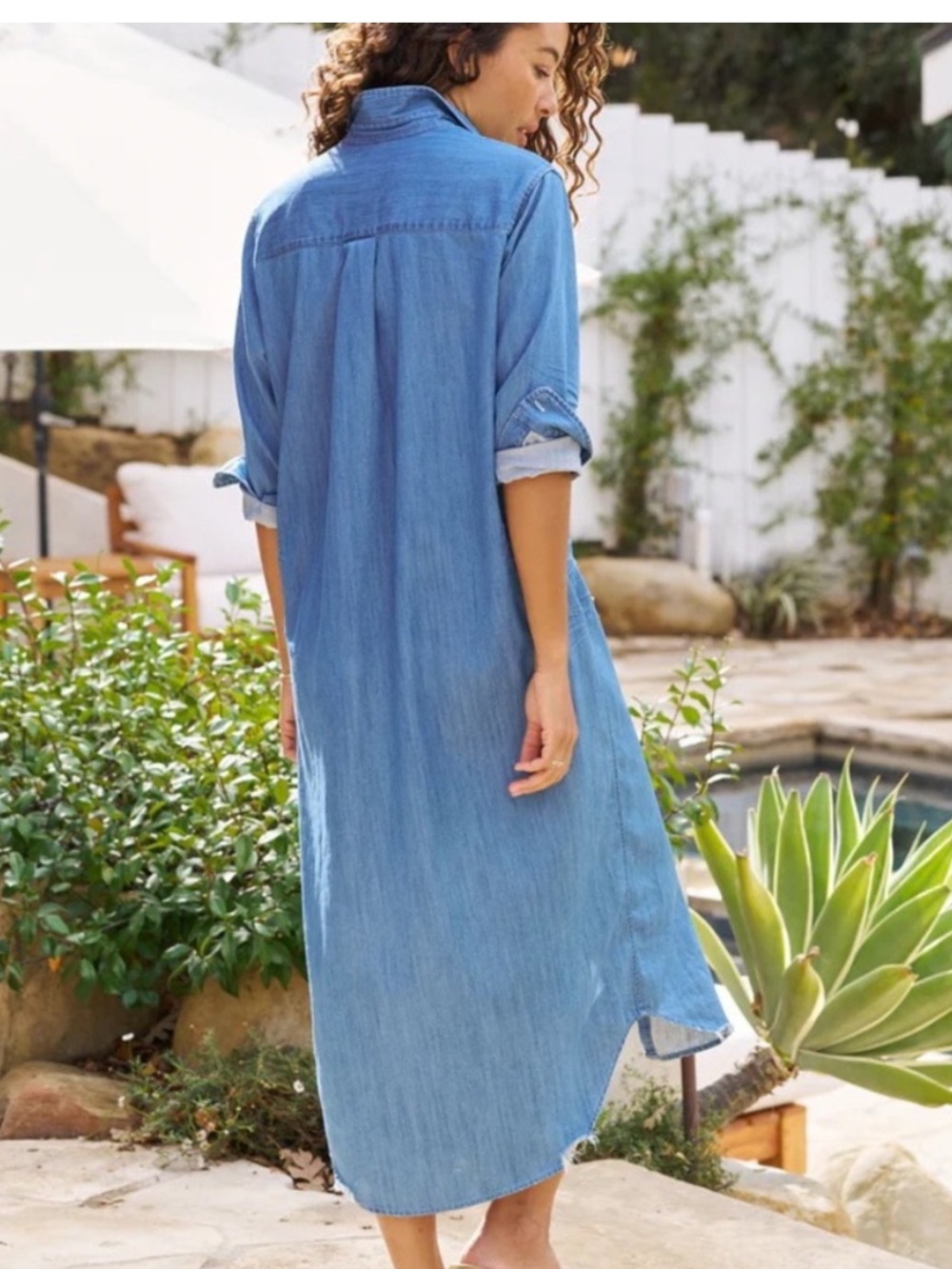 Frank & Eileen Rory Denim Maxi Dress Long Sleeve Minimalist Casual Western USA - Picture 6 of 10